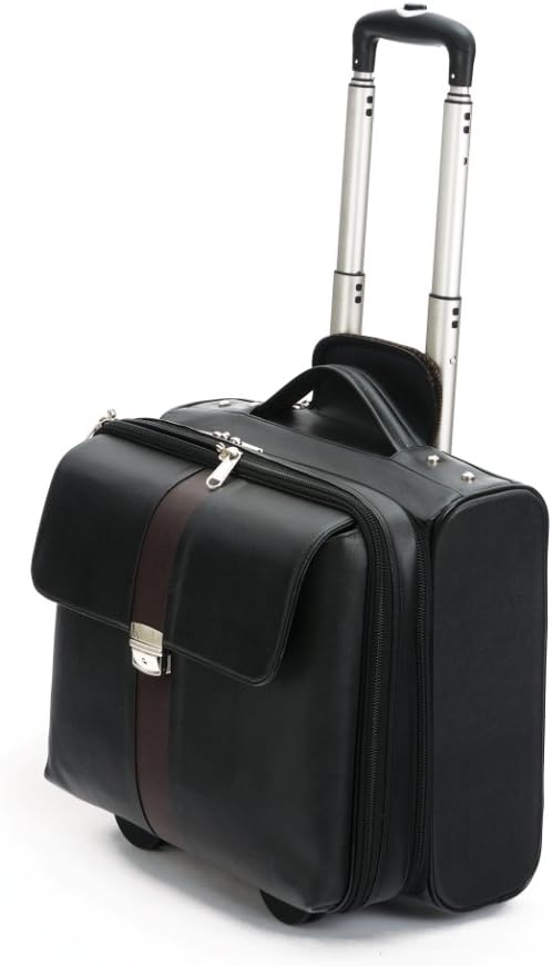 MBOSS Laptop Trolley Bag Cabin Size overnighter 2 Wheels fits 15.6 Inch Laptops (Black)