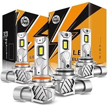 Auxbeam 9005 9006 Fog Light, Super Bright 11 Mini Size 6500K White, 9005 9006 Fanless Replacement For Off-road Use Or Powersports, Plug and Play, Pack of 4