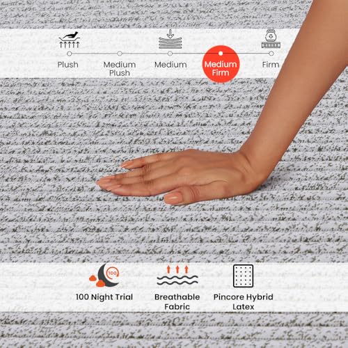Image of Sleepyhead Laxe Designed by Duroflex - Pincore Latex Mattress with BodyIQ Orthopedic Memory Foam |Medium Firm |10 Years Warranty |3 Zone Support |Washable Cover |8 Inch Queen Bed Mattress (72x60x8)