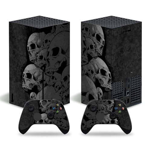 Adesivo protettivo per console Xbox Series X e controller wireless, decalcomania protettiva in vinile compatibile con Xbox Series X (teschio nero)