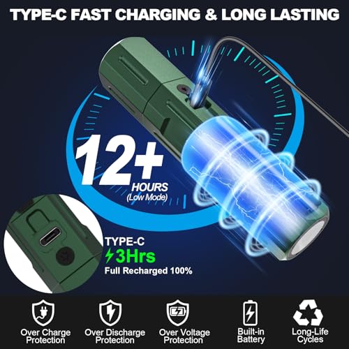 Image of Rechargeable Magnetic Flashlights, Bright Small Powerful Pocket Flashlight