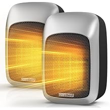 GiveBest Plug in Wall Space Heater with Remote, 800W Small Wall Outlet Heater with Adjustable Thermostat and 12H Timer, LED Display for RV Home Office Bathroom Indoor Use, 2 Pack