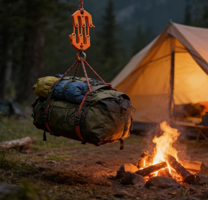 Game & Gear Hoist — Block & Tackle System Ultralight, Portable Nylon Block and Tackle Pulley System, Compact Lifting Tool for Backcountry Hunting