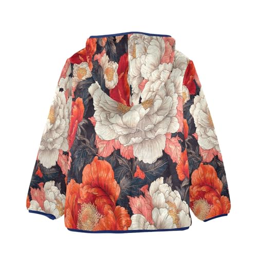 Beautiful Flowers Toddler Fleece Jacket Girl Boys Hooded Fleece Jacket Coat Warm Outwear Zip-up 3-10T2