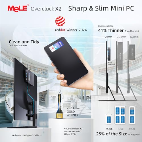 Image of MeLE Mini PC with Win-11-Pro,Micro Desktop Computer Overclock 4C N150 8GB RAM DDR4 256GB SSD, 4K Triple Display, USB-C, USB3.2 /WiFi /BT /Ethernet on Business Home Office Linux Portable PC not Fanless