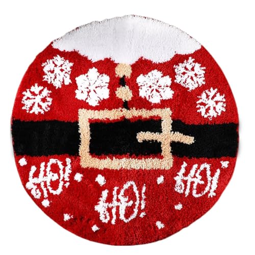 Tapis de Noël rond rouge doux antidérapante lavable en machine salon chambre
