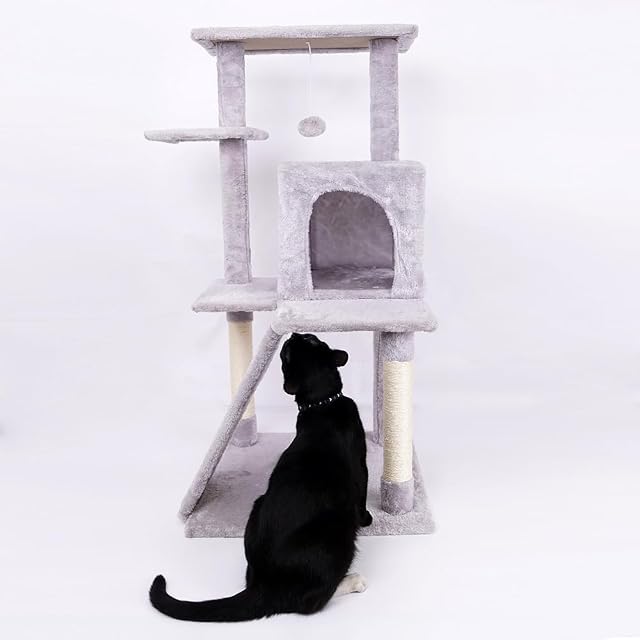 Foto 4 de 8 de Árbol para Gatos Centro de Actividades con Varios Niveles Plataformas Elevadas Poste Rascador de Sisal Caseta…
