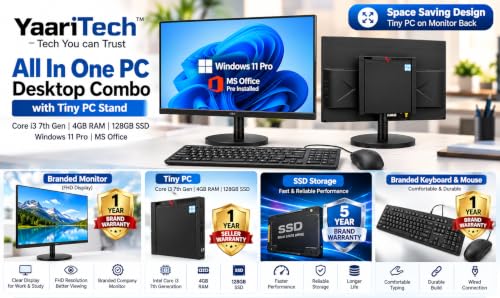 All in One PC 19 inch Moniter with Tiny PC Stand, Core i3 7th Gen - Image 6