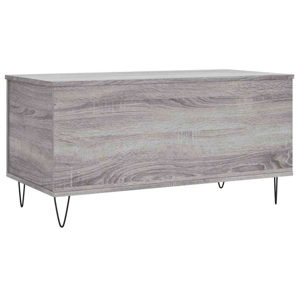 Générique Stolik kawowy Sonoma szary 90x44,5x45 cm Drewno inżynierskie | Podnoszona góra, ukryte przechowywanie, metalowe nóżki, uniwersalne do salonu