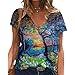Elesoon Camiseta de verano para mujer, talla grande, manga corta, diente de león geométrico, diseño gráfico de árbol, blusa suelta, B-purple Tree, 38