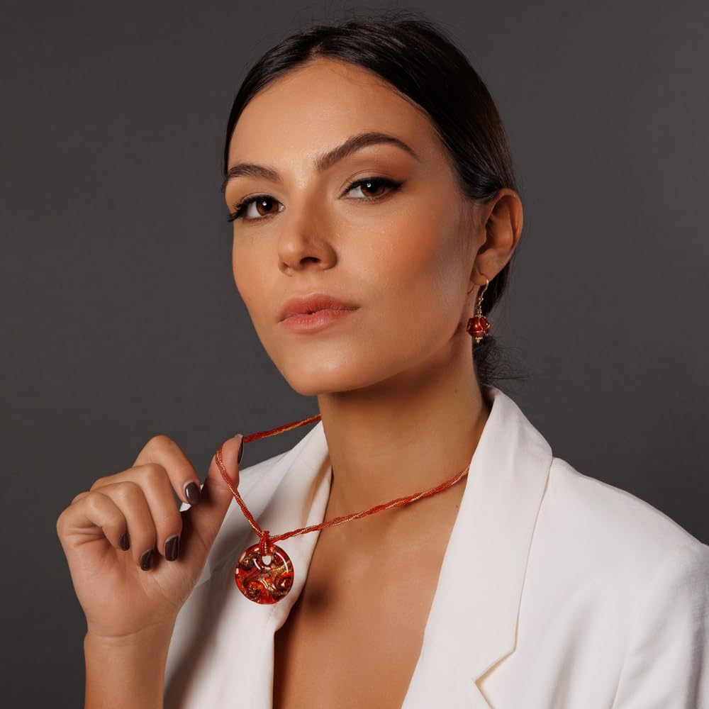 Venetiaurum - Collar para Mujer con Medalla en Cristal de Murano Original y Plata 925 - Joya Certificada Made in Italy