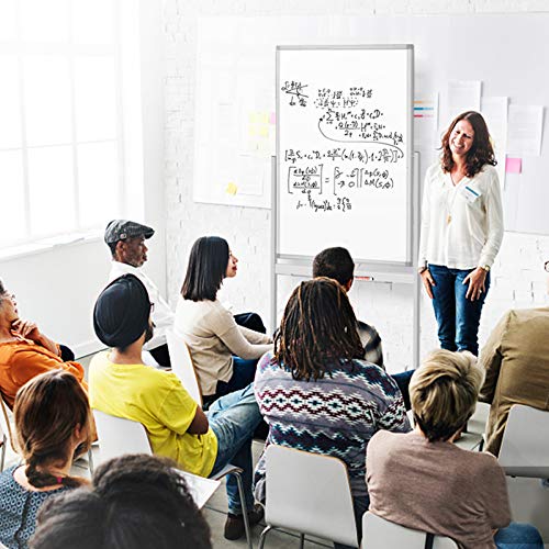Magnetic Mobile White Board, 40 X 24 Double Sided Dry Erase Board Rolling Whiteboard Aluminum Frame Standing Whiteboard On Wheels #TOP4