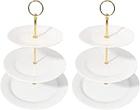 Vista 7 de TP Soporte para cupcakes de 3 niveles, soporte de postres de melamina, torre de exhibición de dulces de frutas para boda, cumpleaños, fiesta de té