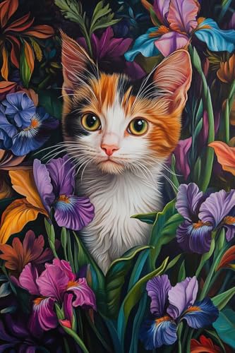 Peinture diamant chat 80x100cm pour décorer une chambre d'enfant avec un loisir créatif