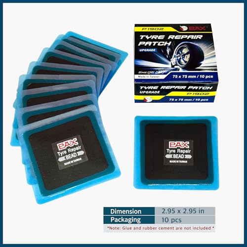 Image of PAX 10 Pcs 75x75mm Upgraded Square 2-in-1 Tire Repair Patches, Suitable for Radial and Bias Tires on Motorcycle, Car, Truck, Agricultural Vehicles, BMX, ATVs, Inflatable Rubber