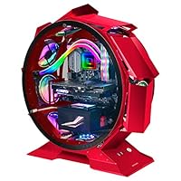 Mars Gaming MCORB Rot, Micro-ATX XL Gaming PC-Gehäuse, Custom Rundes Design, Gehärtetes Doppelglas