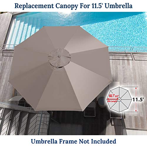 Benefitusa Umbrella Cover Canopy 11.5Ft 8 Rib Patio Replacement Top Outdoor-Taupe #TOP7