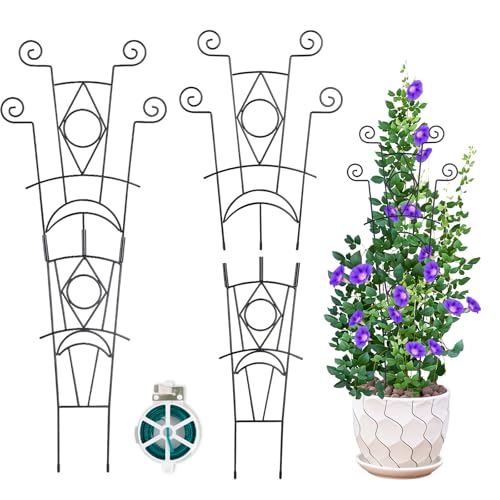 LYAZKMY 4 Pack Stackable Metal Plant Trellis, Reusable & Adj