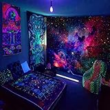 ♥Respuesta ultravioleta: este tapiz psicodélico brilla bajo la luz ultravioleta azul, creando una experiencia visual diferente a la luz ordinaria. El efecto luminoso del tapiz aumenta con la intensidad de la luz. Se ve muy bien bajo luces LED y luces de neón.