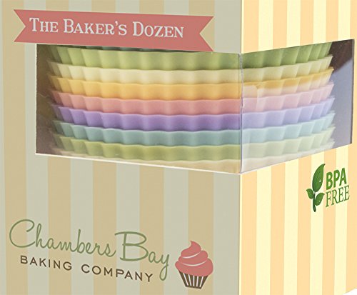 Silicone Baking Cups  13 Reusable Nonstick Cupcake LinersPremium Muffin Molds - Stand Alone Cupcake Holders - No BPA - Gift Set - 6 Designer Colors - Standard Size