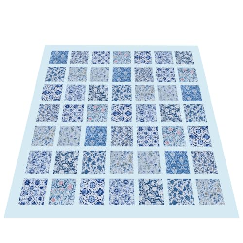 Image of 5 inchx5 inch50pcs Cotton Fabric Squares for Sewing Quilting Supplies-Blue Floral | Good quality wonderful colors beautiful patterns soft and sturdy 100% cotton fabric squares perfect for quilting projects