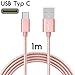 Produktbild TheSmartGuard | USB-C Kabel auf USB 2.0 | Nylon Ladekabel mit USB-Typ-C-Anschluss | Länge: 1 Meter / 1m | Farbe: Rose-Gold