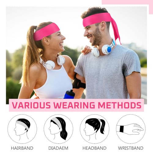 Image of Hiboom 30 Pack Tie Headband Bulk Sports Tennis Head Tie Ninja Karate Tie Back Athletic Sweatbands Adjustable Hair Bands for Women Men Basketball, Football, Soccer, Running, Yoga Workout