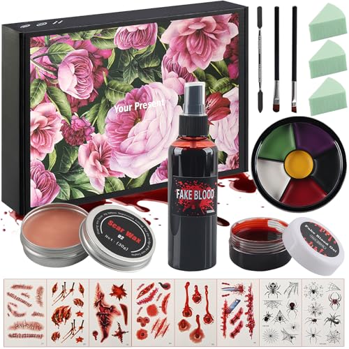 yisight Trucchi Halloween, 20Pcs Effetti Speciali Kit, Halloween Makeup Set, Kit per il Trucco di Cera per Cicatrici, Sangue Finto Set, per Trucco Adatto Cosplay