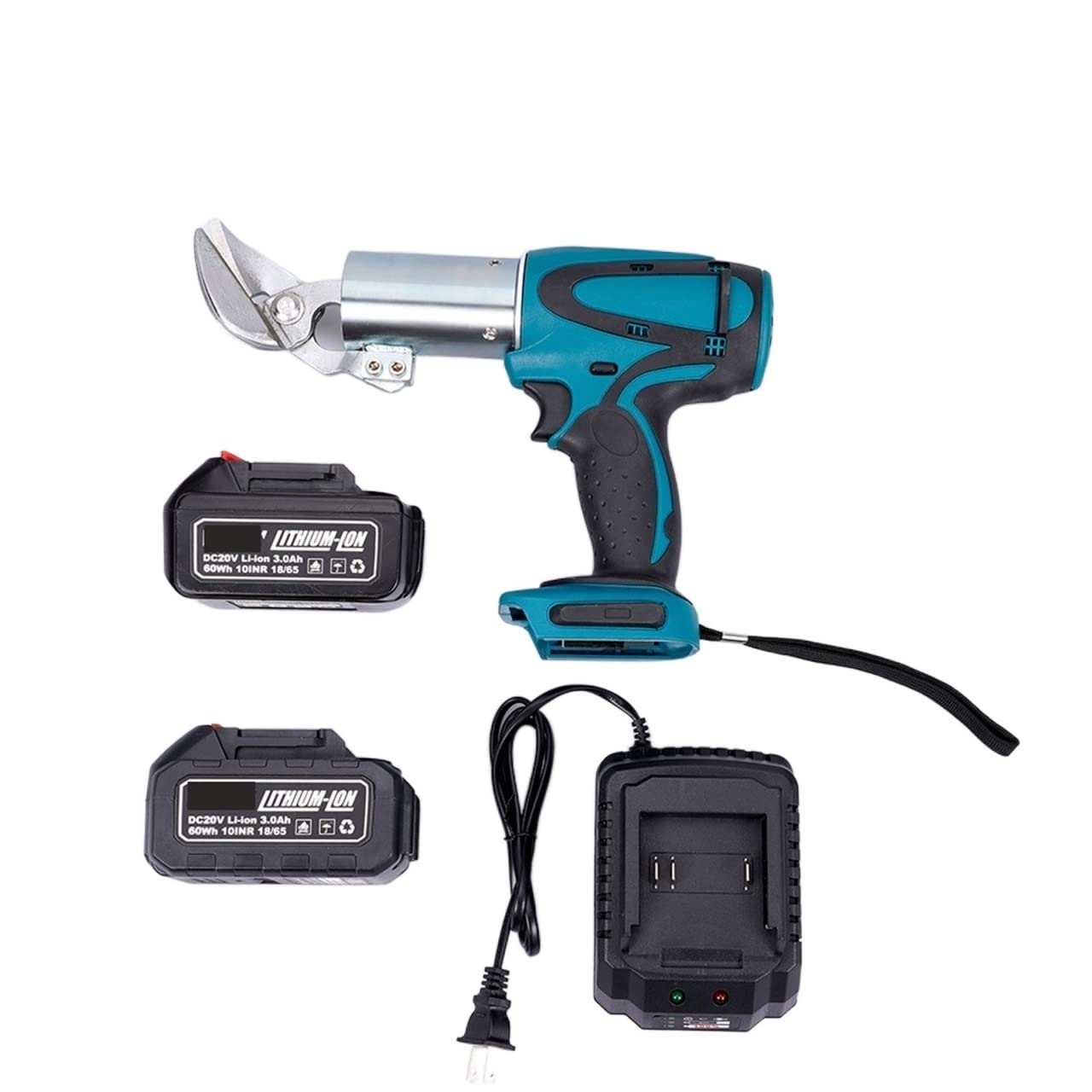 20V Cordless Electric Iron Scissor Metal Cutting Tool Iron Shear Sheet Cutter Scissor Carbon Steel Cutter For Battery(2Battery 3.0AH,Inverter 1500W)