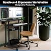 Mount-It! Mobile Desk Workstation 40 Inch Wide Large Rolling Computer Desk is Height Adjustable to 64 Inches, Sit Stand Computer Cart with Multi Level Shelves on Wheels in Black