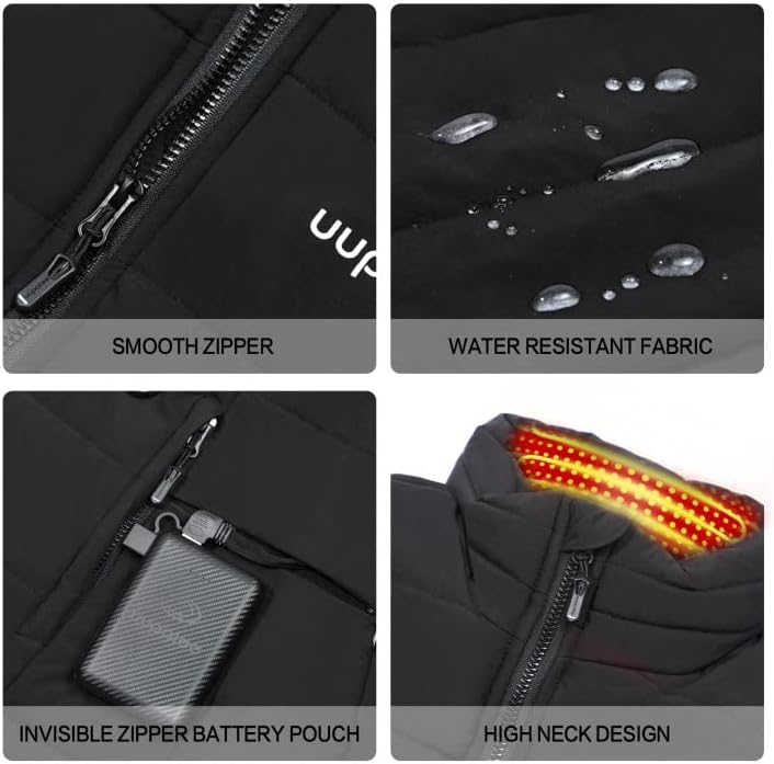 Vista 3 de uupalee Chaleco térmico con batería incluida para mujer y hombre
