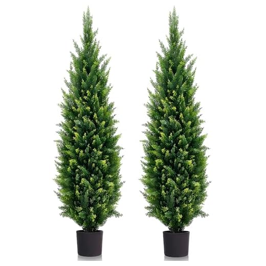 MDAL 6ft Artificial Topiary Trees Beautiful Realistic Faux Cedar Pines UV Protection for Indoor Outdoor Front Porch Decorate- Set of 2