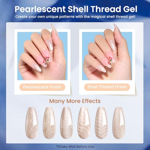 Image of Beetles Cat Eye Gel Polish - Glamorous Metamorph 6 Color Gel Nail Polish | Blue Brown Pearl, Magnet Soak Off Uv LED for Salon Manicure Art DIY Back to School Nails, Set