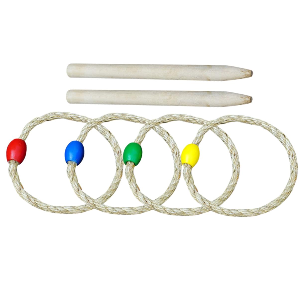 KESYOO 1 Set Family Game Solid Wood Rings Toss Game Natural Twine Pool