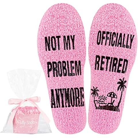 Valporia Retirement Socks for Women Retirement Gifts for Women 2024 Happy Retirement If You Can Read This Socks Fuzzy Fluffy Funny Retirement Gifts for Teacher Nurse Doctor Cover