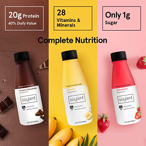 Soylent Meal Replacement Shake, Banana Split Variety Pack, Contains 20G Complete Vegan Protein, Ready-To-Drink, 14Oz, 12 Pack #TOP6