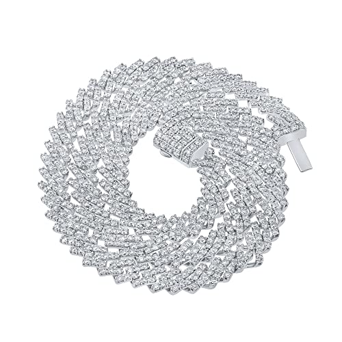 Jewels By Lux 14kt White Gold Mens Round Diamond 22-inch Cuban Link Chain Necklace 17-3/4 Cttw