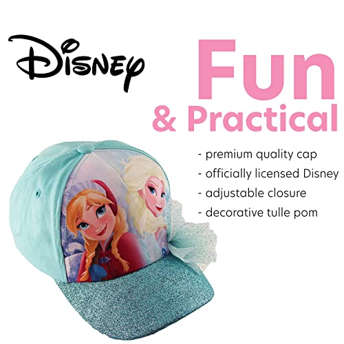 Image of Disney Girls' Frozen Baseball Cap - Princess Elsa and Anna Curved Brim Strap Back Hat (2T-7)