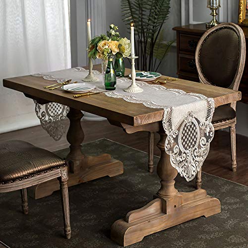 Artable Lace Table Runner Rectangle Gray Cotton Linen Fabric Dresser Scarf With Exquisite Macrame Embroidery Table Runners For Kitchen Home Wedding Party Dining Decoration (Stone Gray, 16 X 70 Inch) #TOP1