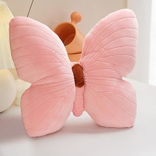 Umllpet Cojín con forma de mariposa para niños, cojín de peluche con forma de mariposa, cojín creativo y esponjoso, cojín decorativo para sofá, salón, cama (rosa)