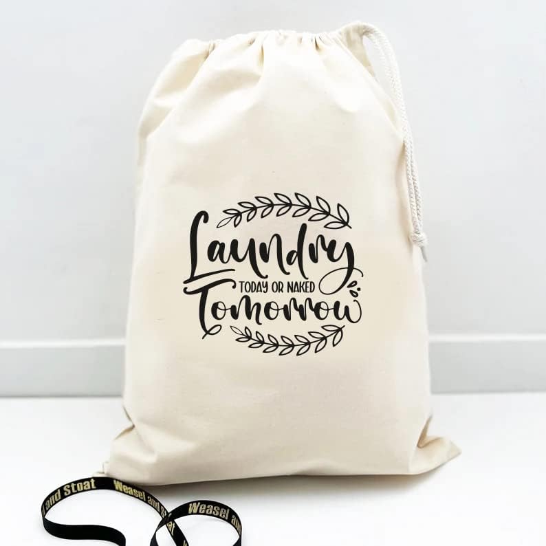 Miniatura 6 de BIG EVENTS Bolsa de lavandería de algodón para ropa  Organizador de viaje  Bolsa ecológica de algodón 100% puro con cordón  Tamaño grande  Bolsa de