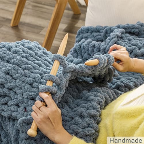 WESHIONGOO Grobstrickdecke, Überwurf, 127 x 152 cm, gestrickte Überwurfdecken für Couch, Bett, flauschig… – Ansicht 4