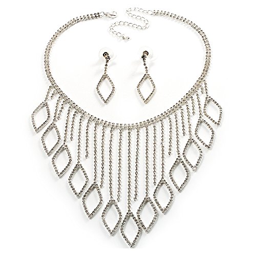 Preisvergleich Produktbild Unbekannt Divine Extravagance Swarovski-Kristall, Bib-Halskette und Ohrhänger-Set (Silberton)