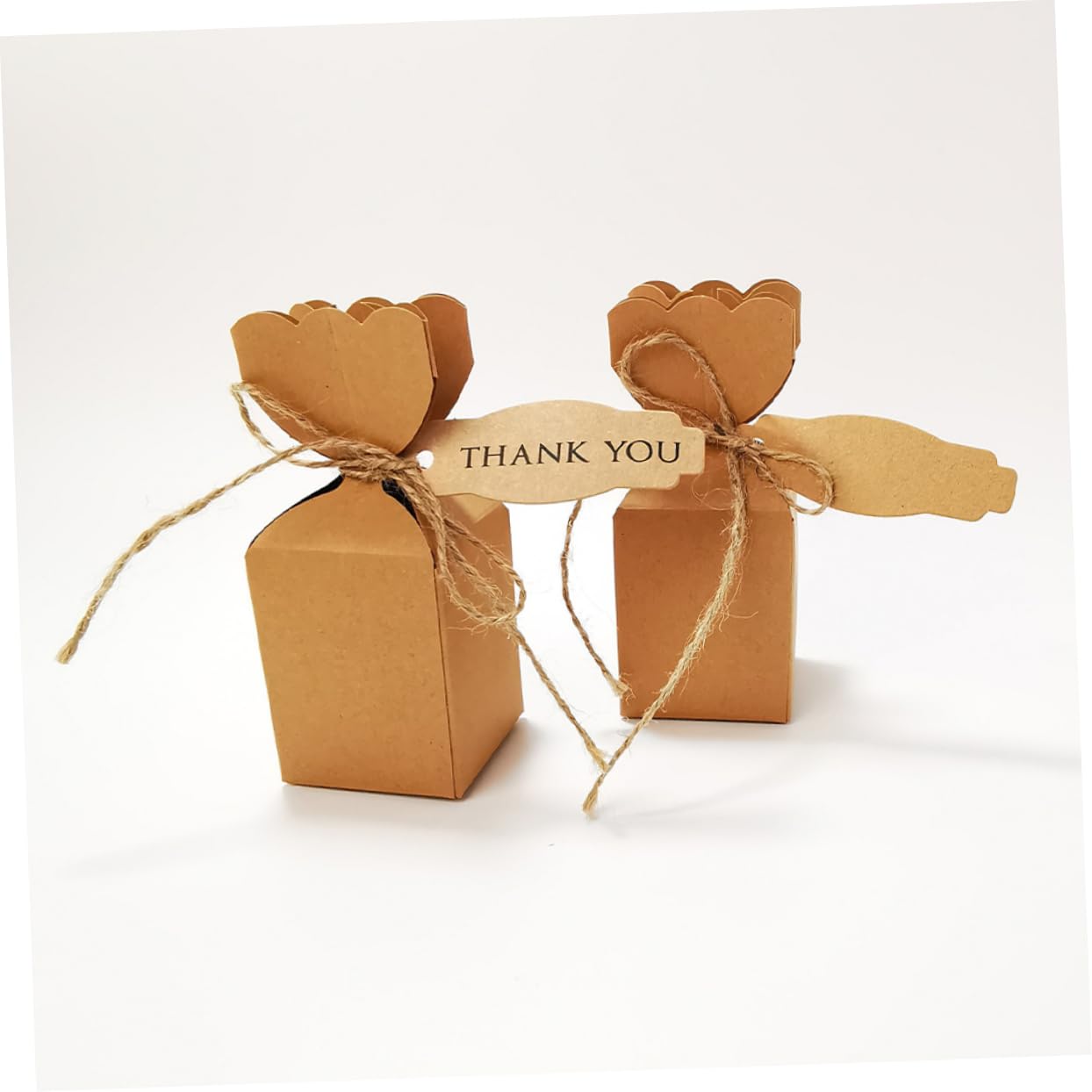 LOORGVEL 150 Sätze Kraftpapier Hochzeit Geschenkbox DIY Candy Favors Box mit Hanfseil Party Süßigkeiten Verpackung für Hochzeit Geburtstag Shower und Festlichkeiten