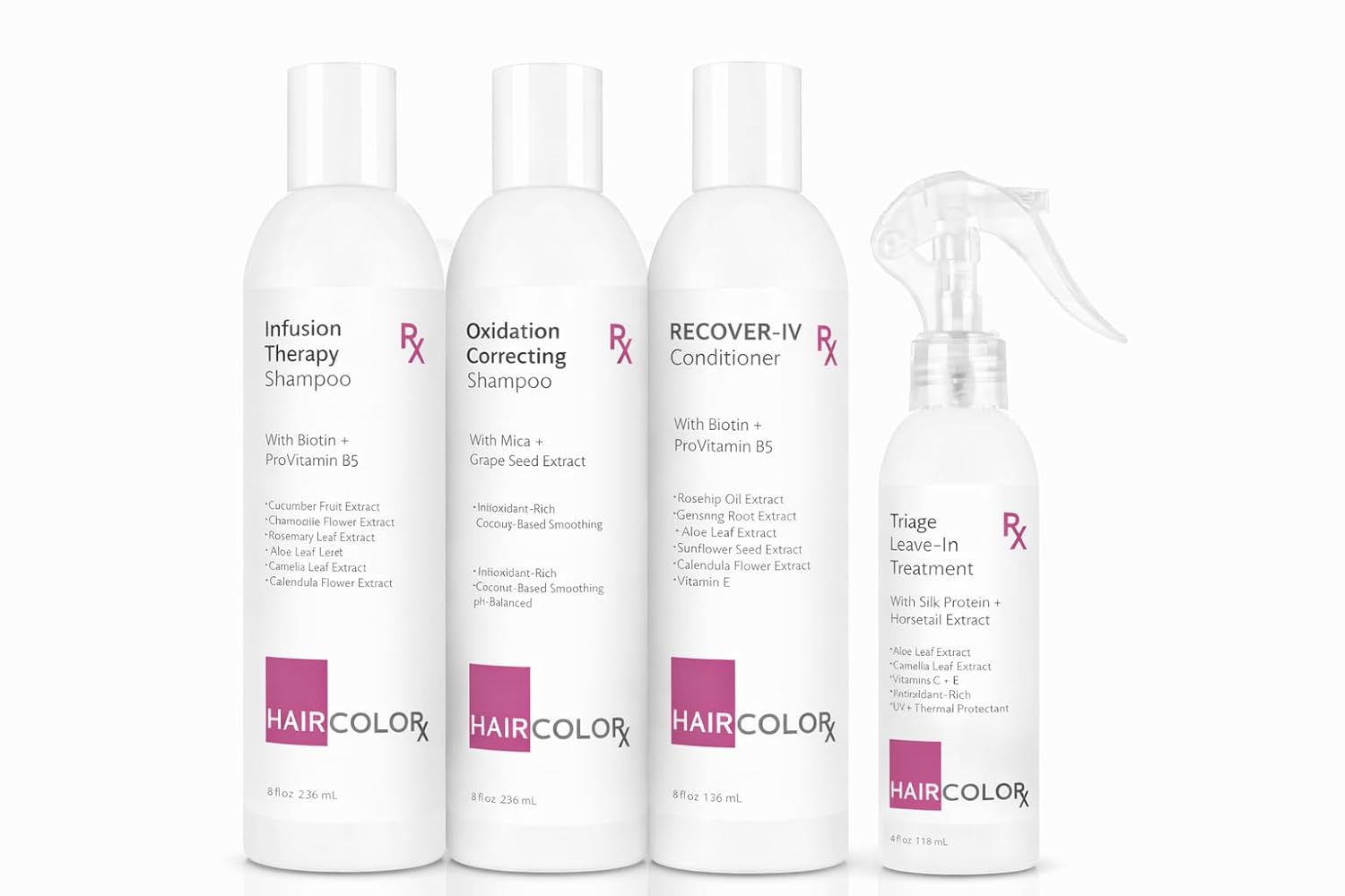 Full RX Regimen – Complete Haircare System with Infusion Therapy Shampoo, Oxidation Correcting Shampoo, RECOVER-IV Conditioner & Triage Leave-In Treatment