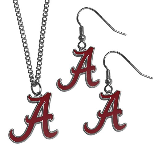 NCAA Alabama Crimson Tide Dangle Earrings & Chain Necklace Set, Red
