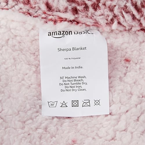 Image of amazon basics Polyester Double Bed Sherpa Blanket (270 GSM) | Single Layer (Maroon)