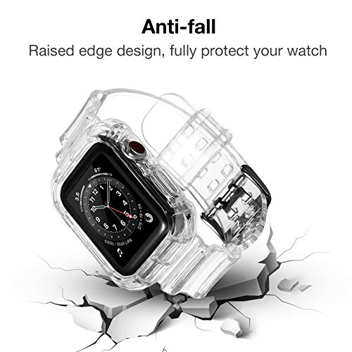 Pohnui Bands Compatible With Apple Watch Bands 38Mm 40Mm 42Mm 44Mm Women Men, Clear Band With Bumper Case, Soft Shockproof Band Strap For Apple Iwatch Series Se/7/6/5/4/3/2/1(Purple 42/44/45Mm) #TOP6