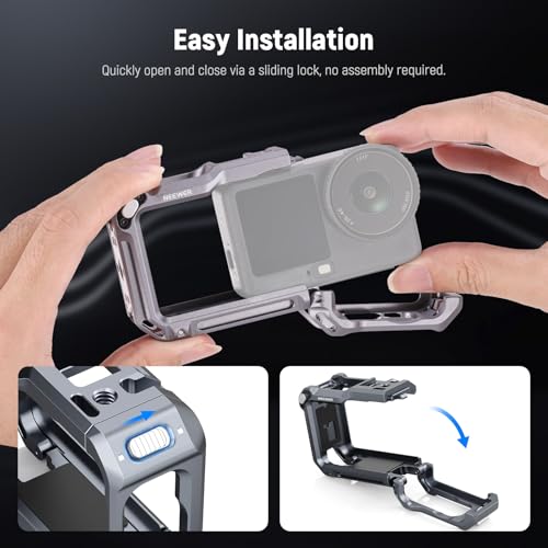 NEEWER Jaula Protectora Compatible con dji Osmo Action 6, Marco de expansión de liberación rápida de Aluminio, Accesorios de cámara de acción, Rosca de 1/4 Pulgadas y Zapata fría para trípode Selfie - imagen 2