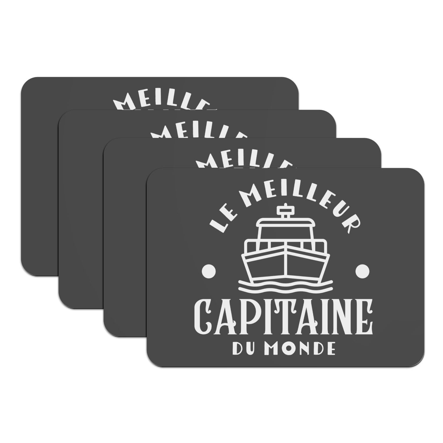 Set de table bateau et océan en caoutchouc noir pour repas de famille et soirées terrasses